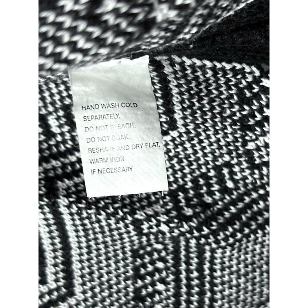 Eight Eight Eight Aztec Sweater Womens XL Black White Open Poncho Knit Cardigan - Picture 7 of 14